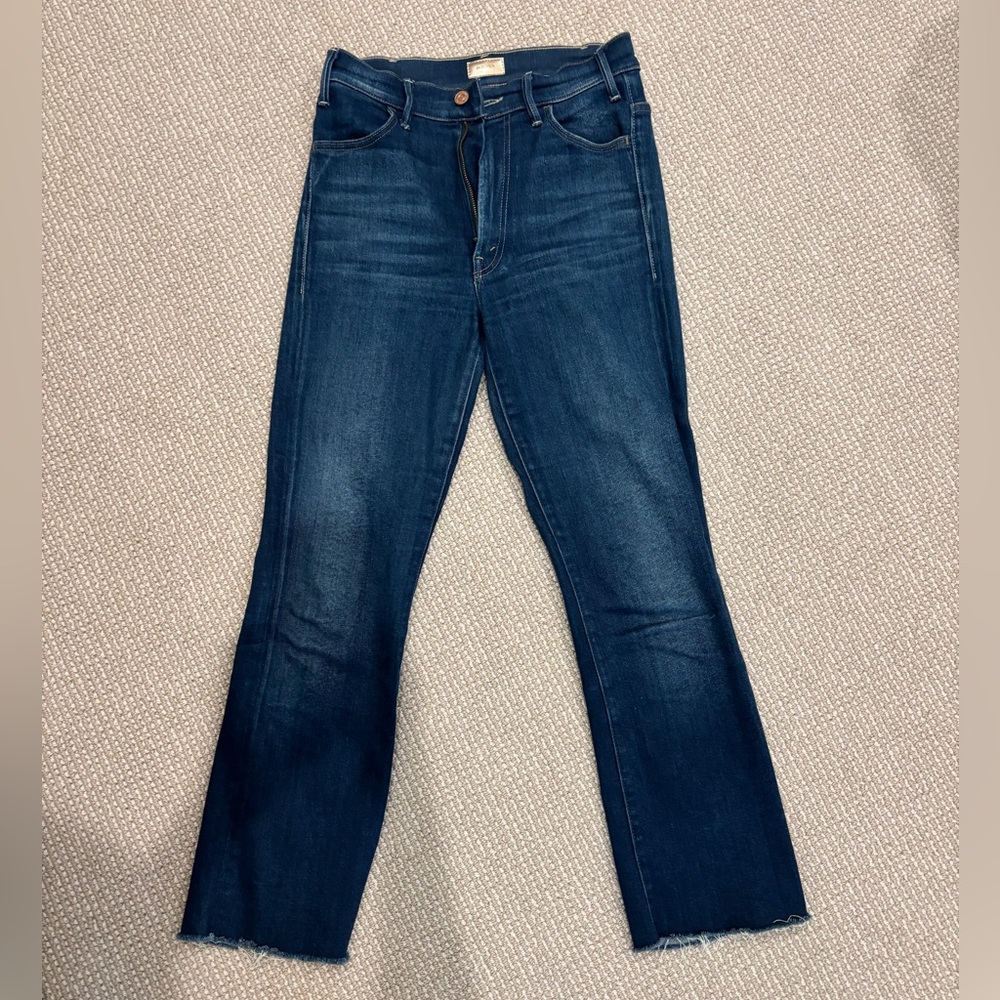 MOTHER Dark Blue Hustler Ankle Frey Jeans